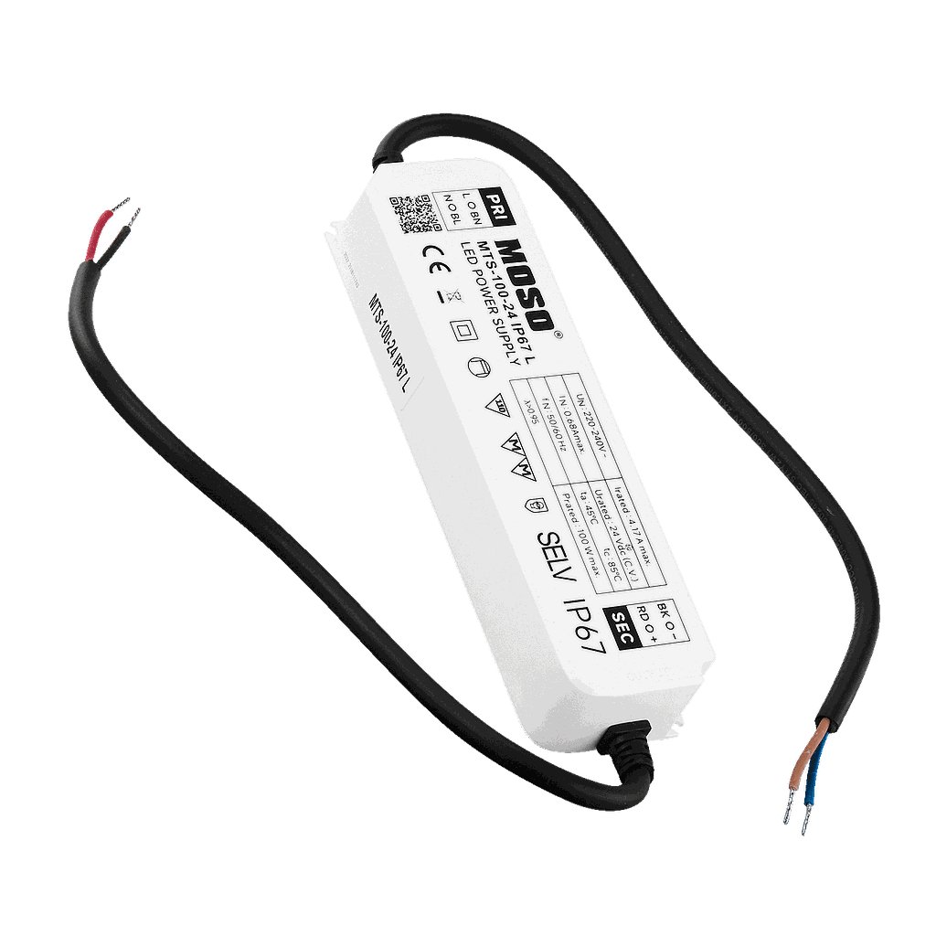 Fuente de Alimentación LED MOSO Serie MTS 220-240V, IP67, 24V 60W