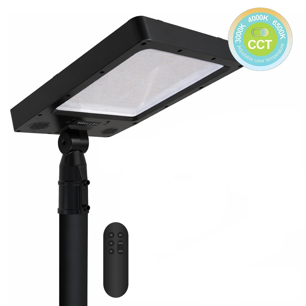 Kit Poste Aluminio 2,5metros + Farola LED Solar GardenSun 240 2800Lm | Bluetooth Audio + Control Remoto | 3CCT