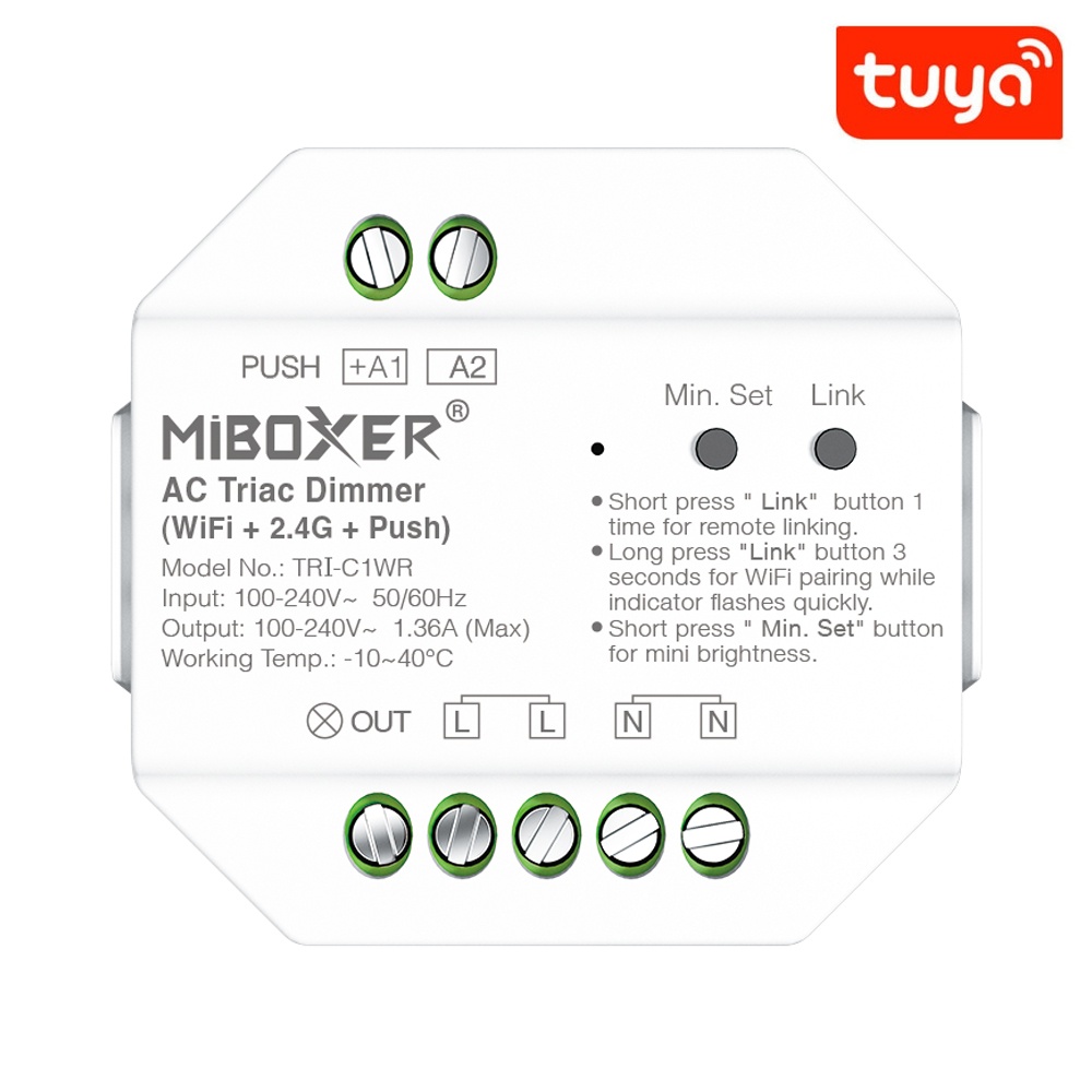 Pastilla Regulador LED TRIAC WiFi + RF 220V para Pulsador Push Dimmer Tuya Smart