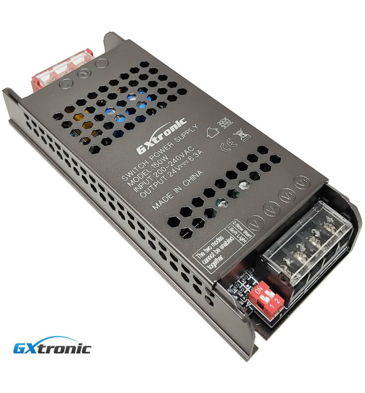 Fuente de Alimentación LED Fuente Alimentación 24V 150W 6.3A Aluminio IP20 GXTronic