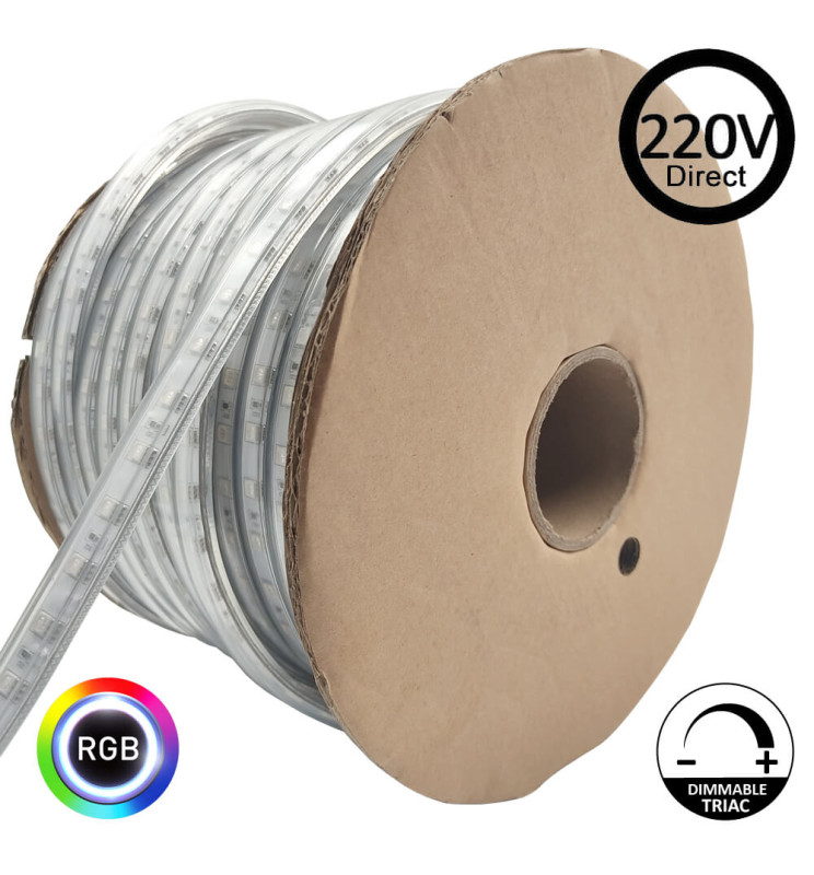 Bobina LED RGB 50M 220V 8W/M SMD 5050 60 LED