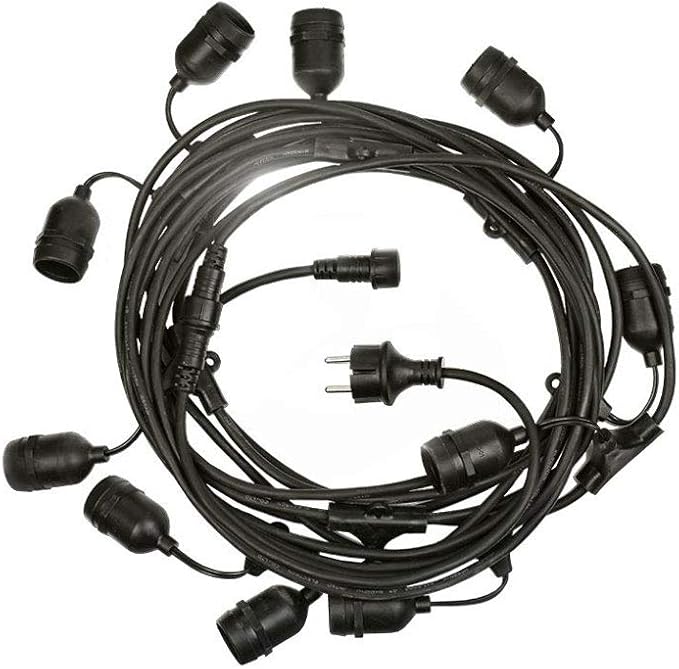 Guirnalda Exterior de 10 Casquillos E27 Cable IP65