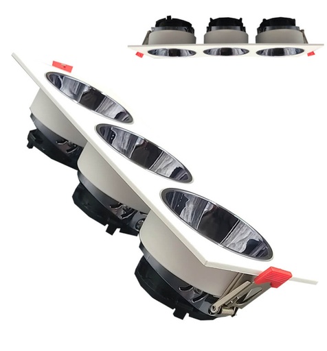 [hssw3] Aro Basculante Triple Serie Oculus GU10-MR16 Exterior Blanco