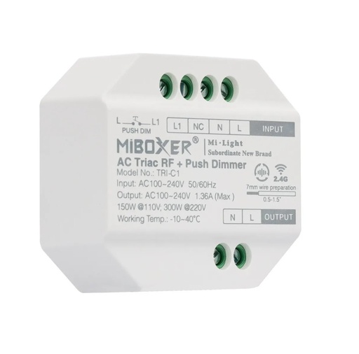 [TRI-C1] Regulador para Pulsador de pastilla para LED TRIAC RF + Push Dimmer