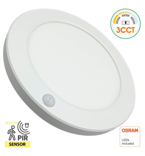 [92112] Downlight + Plafón LED Circular- MOSS BLANCO OSRAM 18W AJUSTABLE CCT Sensor PIR