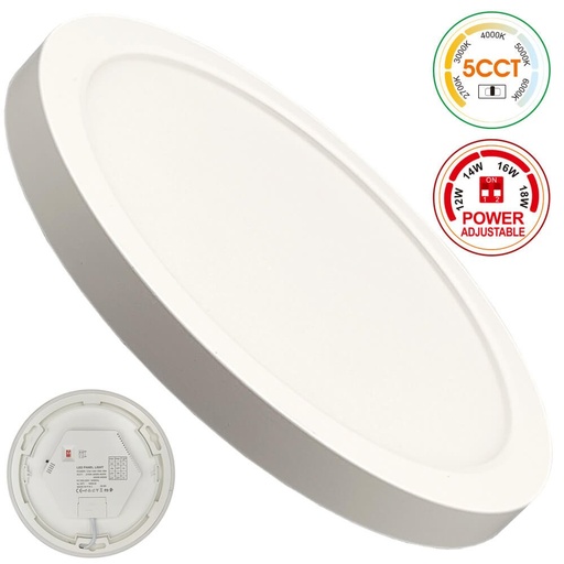 [PNRSW18W-CCT-91723] Plafón + Downlight LED Circular- BONN Blanco Potencia Ajustable