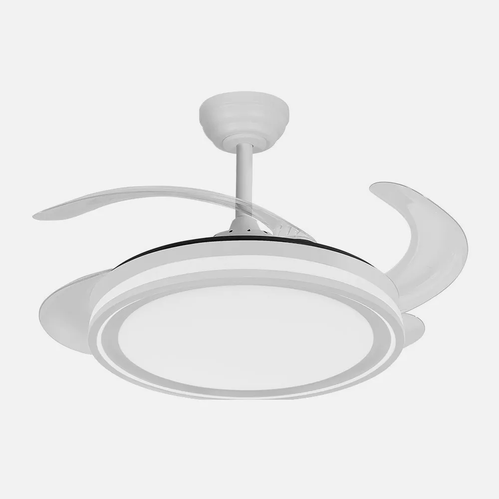 [v591] Ventilador Dc 59w Blanco 4 aspas 107d 5900lm 3500-4000- Remoto Y Temporizador