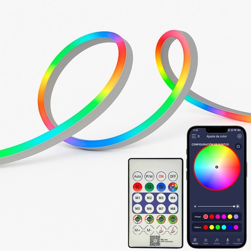 [91376] Neón LED Flex RGB MAGIC SMART Pack 5M IP67 Control Remoto + APP