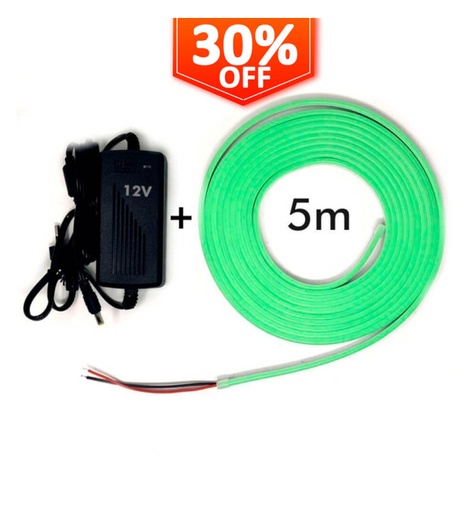 [76252] Neón Verde LED 6mm 12V + Fuente de Alimentación