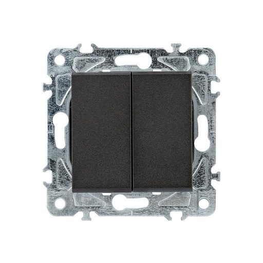 [ENK-0201-N] Enkel Interruptor doble encendido/apagado 10A 250V Negro