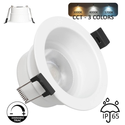 [91538] Foco empotrable LED 8W Ignífugo | Regulable TRIAC | 3CCT IP65 36º | Blanco