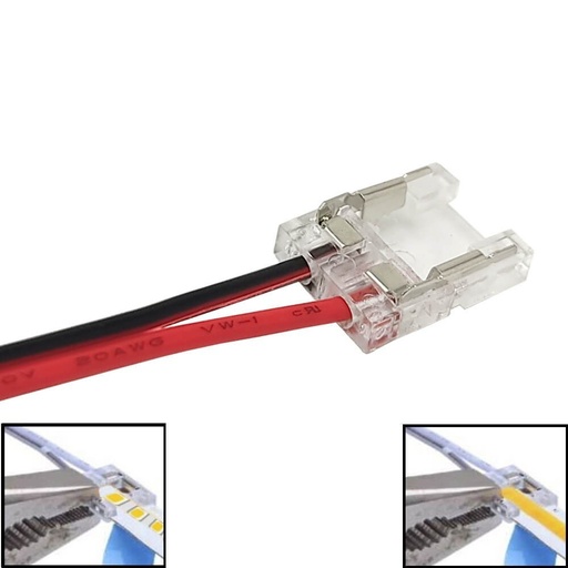 [91898] Conector Transparente para Tiras LED COB + SMD 10mm IP20