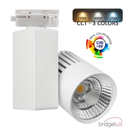 [1803] Foco LED 40W GRAZ Blanco Chip Bridgelux 3CCT Carril Trifásico 4400lm CRI +98