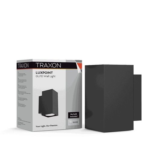 [43855] Aplique de Pared para Bombilla 1x GU10 Rectangular Negro