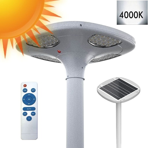 [10731-4000K] Farola Solar LED 100W SUNWAY Aluminio - 4000K + Mando de Control