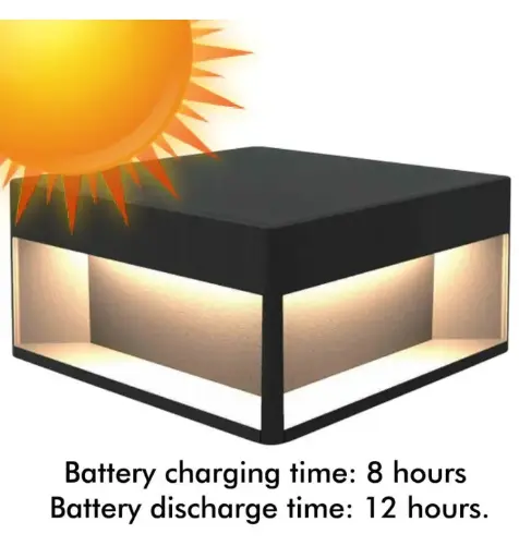 [91105] Baliza Solar LED Sobremuro Cuadrada Aluminio