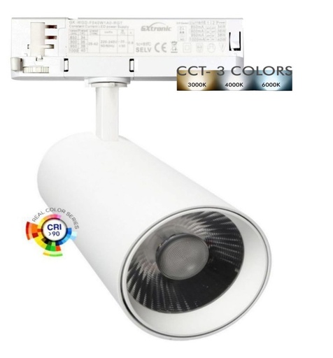[91711-cct] Foco LED 40W 26W NEW MAYA Blanco Carril TRIFÁSICO CCT