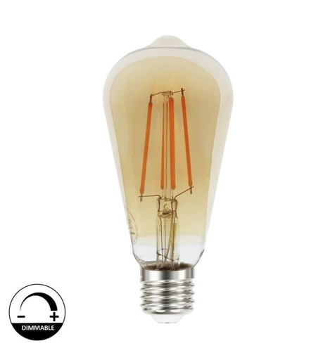 [st64dim8w] Bombilla LED Filamento Vintage 8W E27 Gold ST64 Dimable