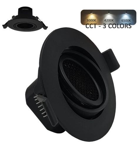 [91270] Empotrable LED 7W UGR19 Circular CCT negro